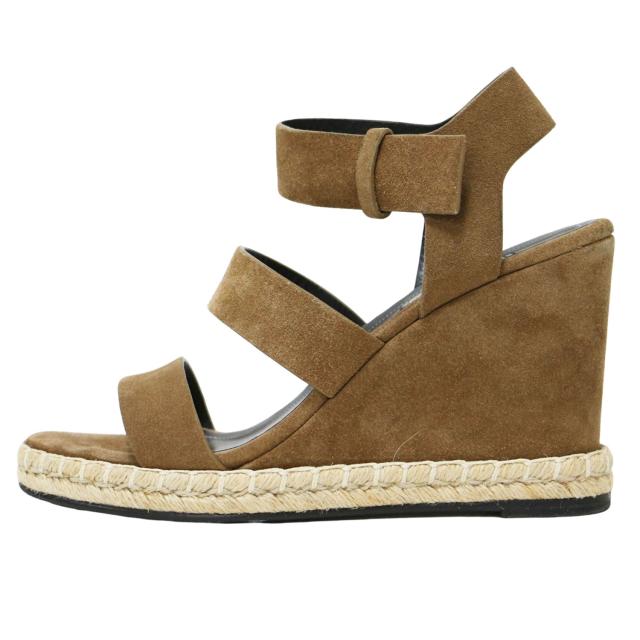 BALENCIAGA バレンシアガ サンダル ブラウン サイズ:38(25.0cm) / ヌバック ウエッジソール サンダル / ストラップ ベルト ジュート / スペイン製 / ブランド シューズ 靴【レディース】【中古】【K4470】