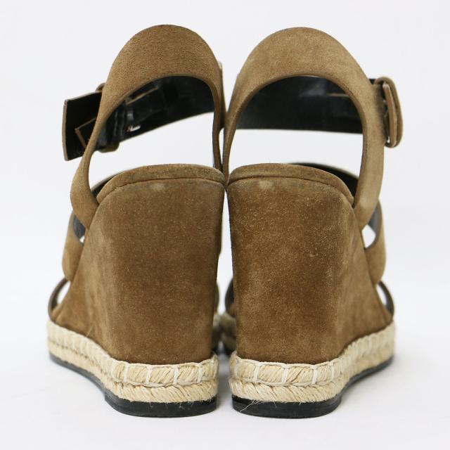 BALENCIAGA バレンシアガ サンダル ブラウン サイズ:38(25.0cm) / ヌバック ウエッジソール サンダル / ストラップ ベルト ジュート / スペイン製 / ブランド シューズ 靴【レディース】【中古】【K4470】