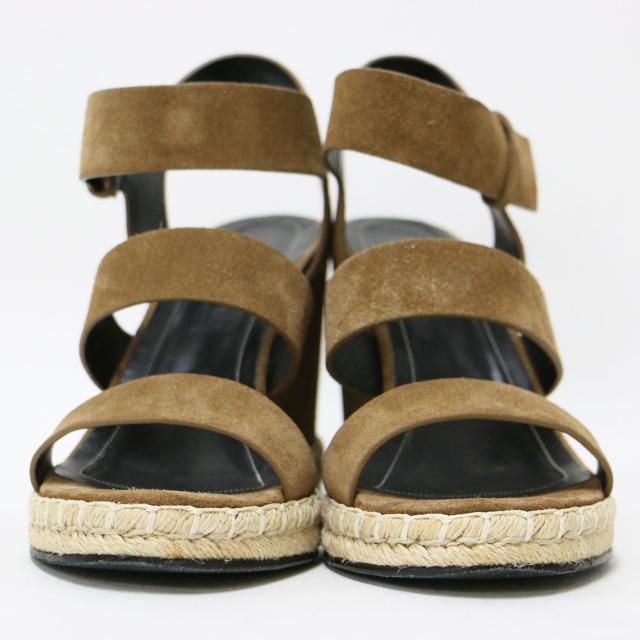 BALENCIAGA バレンシアガ サンダル ブラウン サイズ:38(25.0cm) / ヌバック ウエッジソール サンダル / ストラップ ベルト ジュート / スペイン製 / ブランド シューズ 靴【レディース】【中古】【K4470】