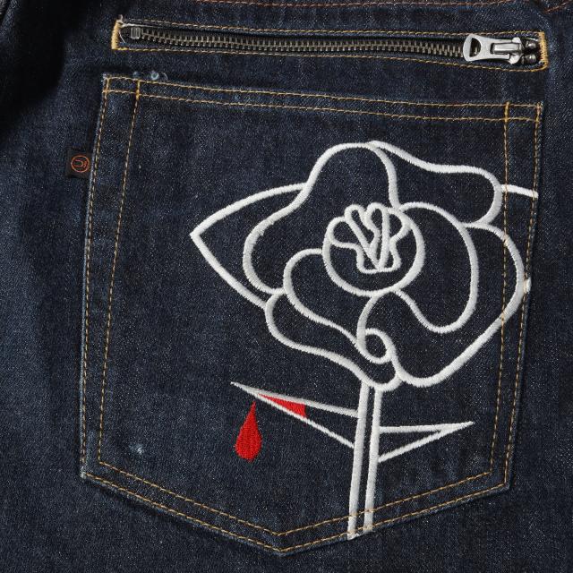 UNDERCOVER アンダーカバー パンツ サイズ:3 / 07SS purple期 バラ刺繍 イージー デニム ショート パンツ / インディゴ / ボトムス ショーツ【メンズ】【中古】【K4473】