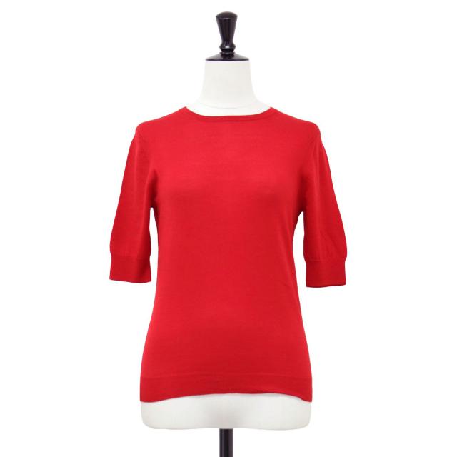 TOMORROWLAND トゥモローランド ニット ダークレッド サイズ:S(9号) / スーパーファインウール クルーネック プルオーバー / ニット 半袖 ハイゲージ / トップス セーター【レディース】【中古】【K4473】