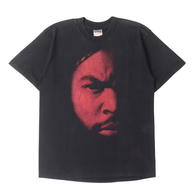 Vintage Music Item / 90s ICE CUBE ビッグプリント Tシャツ (ONEITAボディ / USA製) / ブラック 黒 / サイズ:XL / 90年代 ヴィンテージ 古着 / トップス カットソー 半袖【メンズ】【中古】【K4474】
