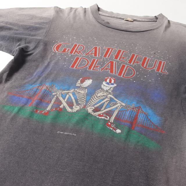 Vintage Music Item / 80s Grateful Dead Golden Gate Bridge 両面プリント Tシャツ (USA製) / ブラック 黒 / サイズ:詳細参照(M-L位) / 80年代 ヴィンテージ 古着 / トップス カットソー 半袖【メンズ】【中古】【K4474】
