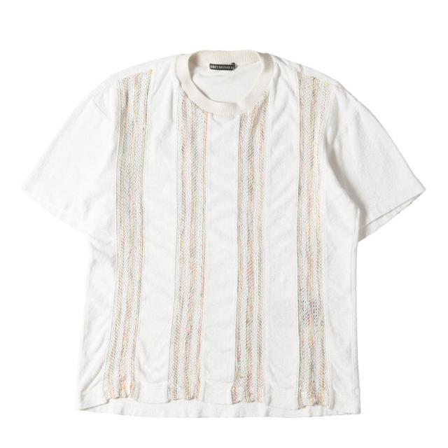 ISSEY MIYAKE イッセイミヤケ Tシャツ サイズ:2 / メッシュ マルチストライプ クレープ Tシャツ (ME01JK243) / アイボリー マルチカラー / トップス カットソー【メンズ】【中古】【K4474】