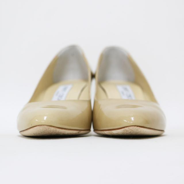 JIMMY CHOO ジミーチュウ パンプス ベージュ サイズ:38 1/2 25.5cm / エナメル レザー ピンヒール パンプス / アーモンドトゥ パテント / シューズ 靴 / イタリア製【レディース】【中古】【K4476】