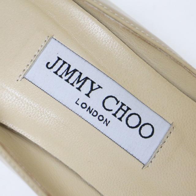 JIMMY CHOO ジミーチュウ パンプス ベージュ サイズ:38 1/2 25.5cm / エナメル レザー ピンヒール パンプス / アーモンドトゥ パテント / シューズ 靴 / イタリア製【レディース】【中古】【K4476】
