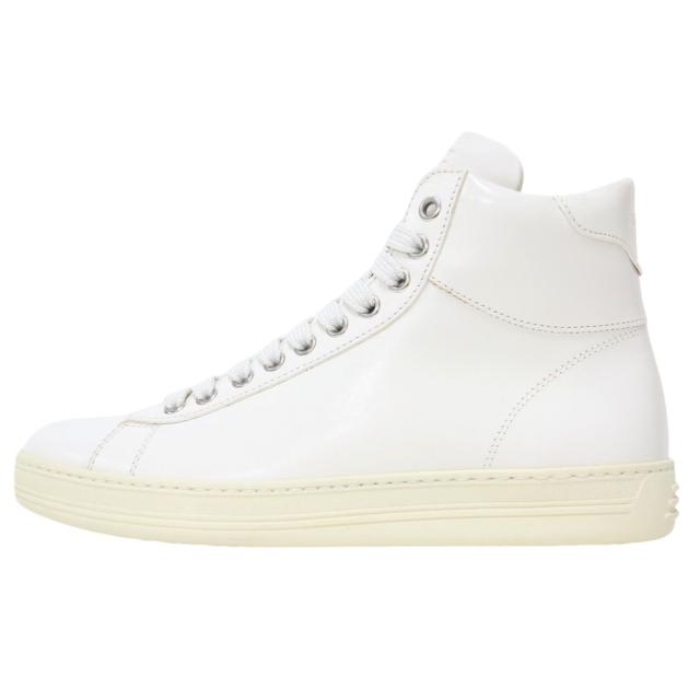 TOM FORD トムフォード スニーカー オフホワイト 白 サイズ:37 1/2 24.5cm / レザー ハイカット スニーカー / レースアップ ロゴ / シューズ 靴 / イタリア製【レディース】【中古】【新品同様】【K4476】