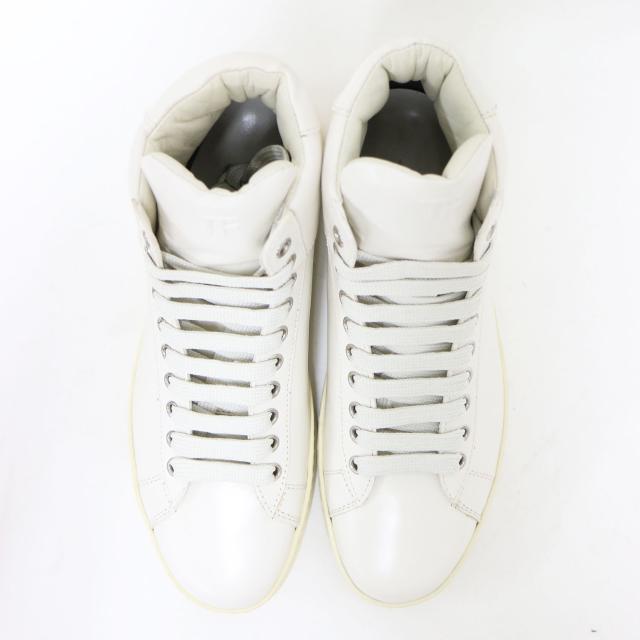 TOM FORD トムフォード スニーカー オフホワイト 白 サイズ:37 1/2 24.5cm / レザー ハイカット スニーカー / レースアップ ロゴ / シューズ 靴 / イタリア製【レディース】【中古】【新品同様】【K4476】