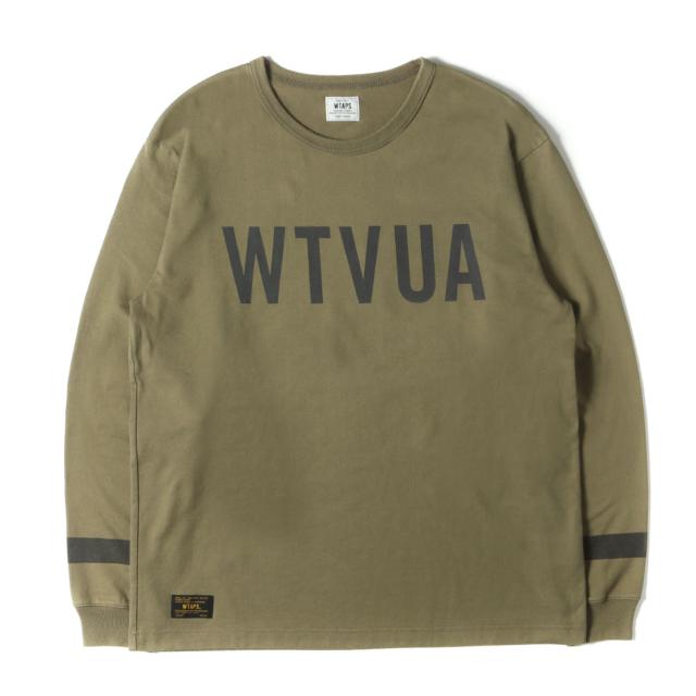 WTAPS ダブルタップス Tシャツ サイズ:S / WTVUAロゴ ヘビー ロングスリーブ Tシャツ (HELLWEEK LS : WTVUA) / オリーブドラブ / トップス カットソー 長袖【メンズ】【中古】【K4477】