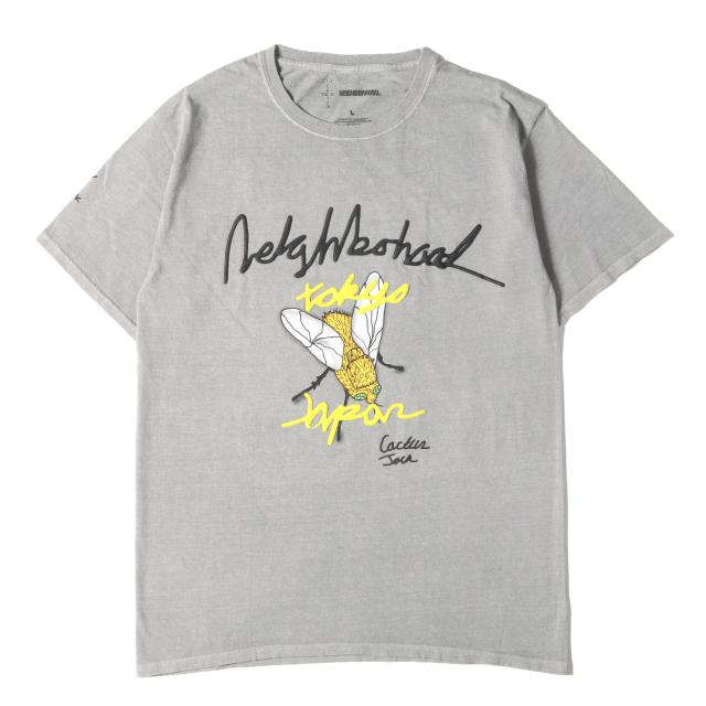 NEIGHBORHOOD ネイバーフッド Tシャツ サイズ:L / 21SS Travis Scott / Cactus Jack 発泡プリント グラフィック クルーネック Tシャツ / グレー / トップス カットソー 半袖【メンズ】【中古】【美品】【K4479】