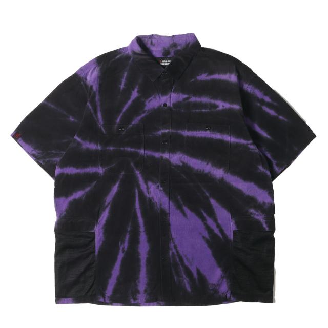 NEIGHBORHOOD ネイバーフッド シャツ サイズ:XL / 20SS GRAMICCI タイダイ染め コーデュロイ 半袖 シャツ (NHGM. DYE / C-SHIRT. SS) / パープル ブラック / トップス カジュアルシャツ【メンズ】【中古】【K4484】