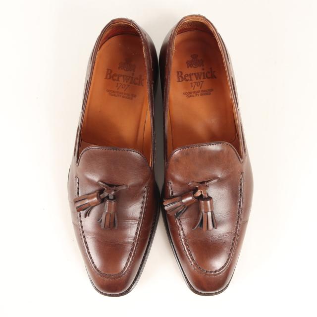 Berwick バーウィック サイズ:6 1/2(25.5cm) / タッセル レザー ローファー (5127VELEDB) / MADE IN SPAIN / ダークブラウン / ブランド シューズ 靴【メンズ】【中古】【K4484】