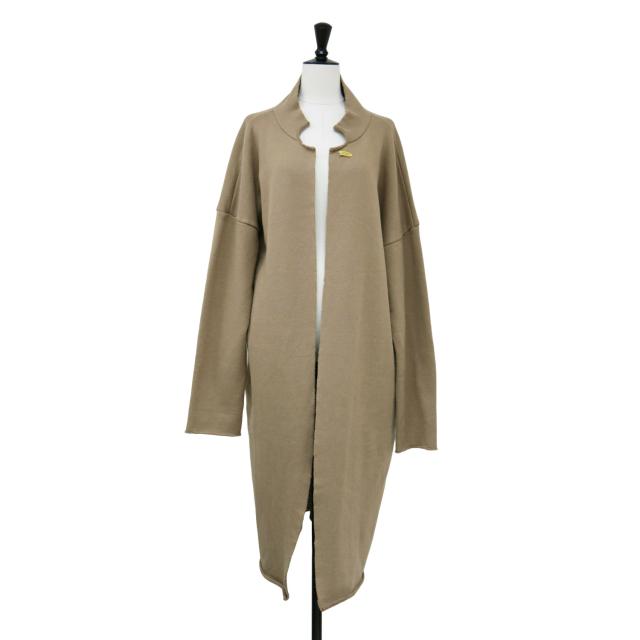 GOOD GRIEF グッドグリーフ カーディガン ベージュ サイズ:FREE / スウェット ロング カーディガン / Sweat Coat ガウンコート 長袖 カットオフ コットン / アウター 上着 羽織り / 日本製【レディース】【中古】【K4483】