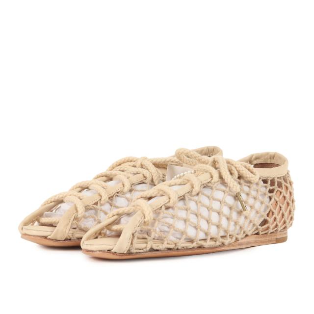 visvim ビズビム サイズ:WMNS US6(23.0cm) / 21SS NORA CROCHET-FOLK W / メッシュ フラットシューズ ノラ クロケット / メッシュ フラットシューズ / アイボリー / ブランド 靴【レディース】【K4484】
