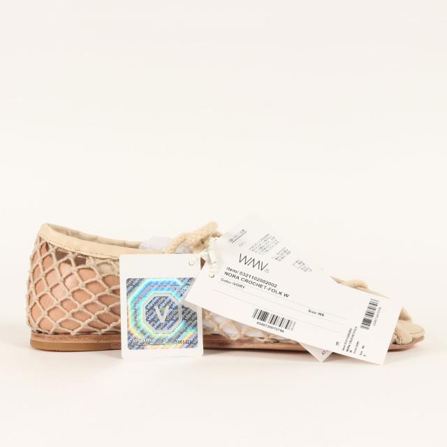visvim ビズビム サイズ:WMNS US6(23.0cm) / 21SS NORA CROCHET-FOLK W / メッシュ フラットシューズ ノラ クロケット / メッシュ フラットシューズ / アイボリー / ブランド 靴【レディース】【K4484】