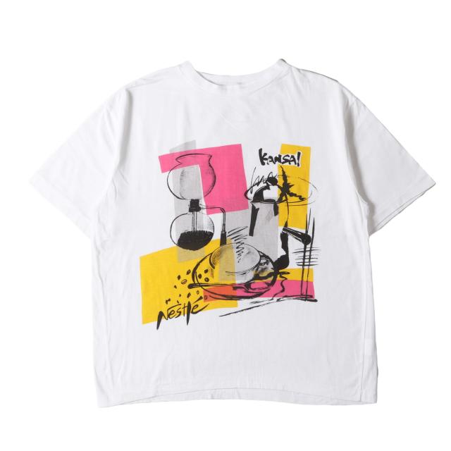 KANSAI YAMAMOTO カンサイ ヤマモト Tシャツ ホワイト サイズ:詳細参照 / 80s Nestle グラフィック ロゴ クルーネック Tシャツ / トップス カットソー 半袖 / 80年代 アーカイブ【メンズ】【中古】【K4484】