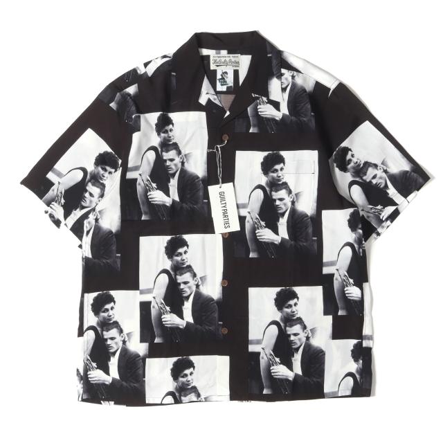 WACKO MARIA ワコマリア シャツ サイズ:M / 22SS CHET BAKER チェット・ベイカー レーヨン アロハシャツ (HAWAIIAN SHIRT) / ブラック 黒 / トップス ハワイアン カジュアルシャツ 半袖 / コラボ【メンズ】【K4485】
