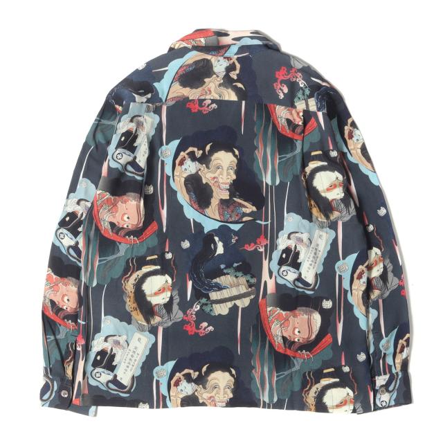 SUN SURF サンサーフ シャツ サイズ:S / JUNKY SPECIAL別注 葛飾北斎 百物語 レーヨン 長袖 アロハシャツ / ネイビー 紺 / トップス ハワイアンシャツ カジュアル【メンズ】【K4486】 SUN SURF サンサーフ シャツ サイズ:S / JUNKY SPECIAL別注 葛飾北斎