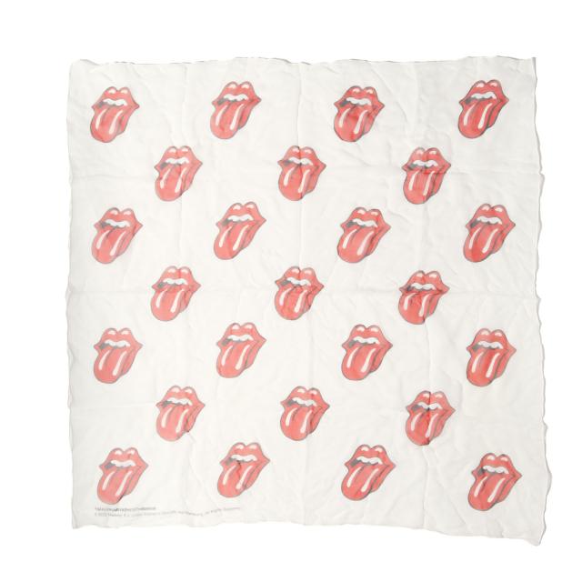 TAKAHIROMIYASHITA The Soloist. タカヒロミヤシタ ザ ソロイスト The Rolling Stones リップ&タン シルク スカーフ strsa.0001 ホワイト 白 ファッション アイテム 小物 雑貨【メンズ】【中古】【美品】【K4216】
