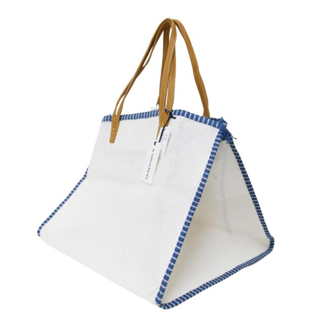 A VACATION ア ヴァケーション バッグ ホワイト 白 / メッシュ トートバッグ / BIG CUBE ハンドバッグ ストライプ パイピング フリンジ / 鞄 カバン【レディース】【K4495】