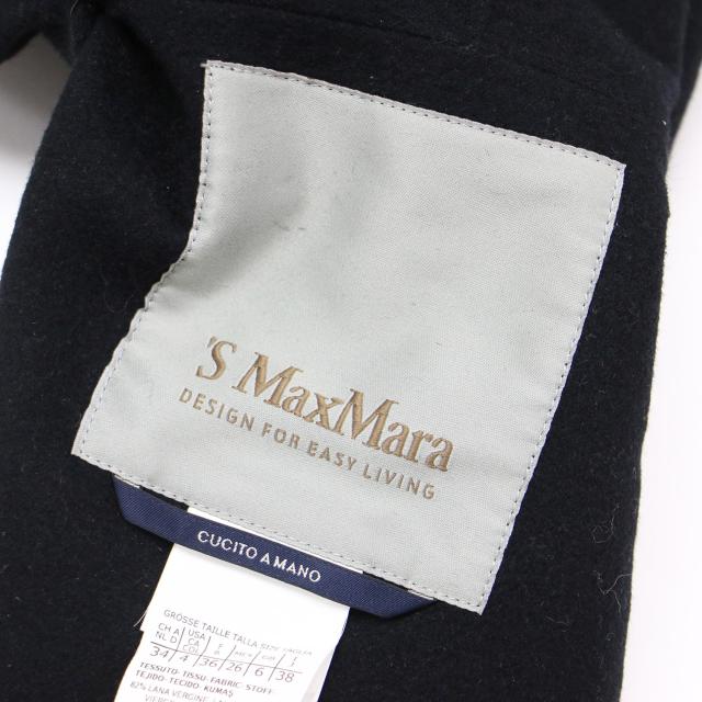 S Max Mara エス マックスマーラ ベスト ブラック 黒 サイズ:38(S) / ウール フード付き ロング ベスト / CUCITO A MANO ジレ Iライン / トップス【レディース】【中古】【K4497】