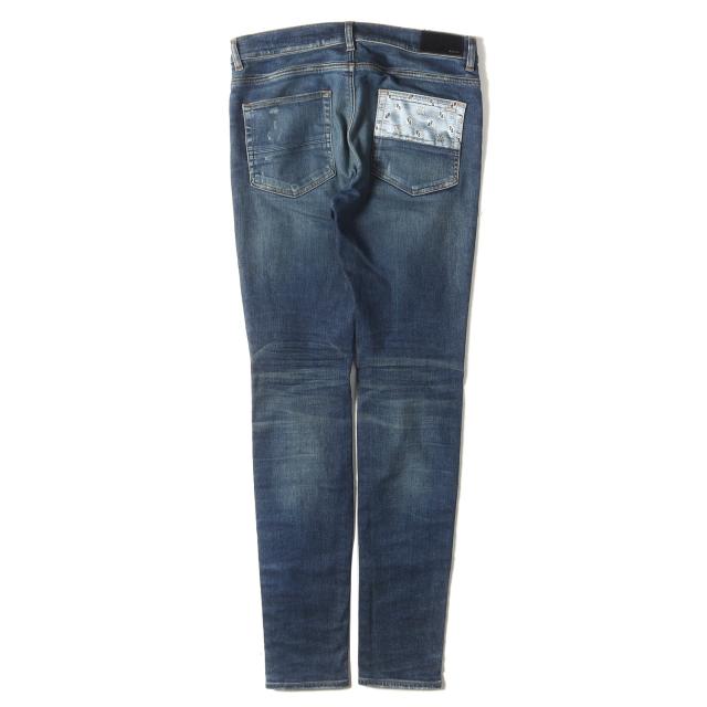 AMIRI アミリ パンツ サイズ:33 / ダメージ加工 パッチワーク スキニー デニム パンツ / インディゴ / USA製 / ボトムス ジーンズ ジーパン【メンズ】【中古】【K4417】 AMIRI アミリ パンツ サイズ:33 / ダメージ加工 パッチワーク スキニー