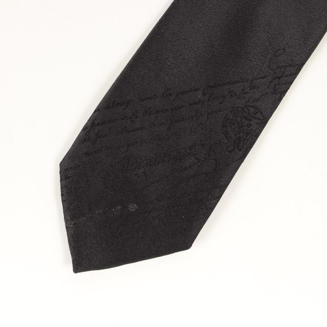 Berluti ベルルッティ スクリット カリグラフィー シルク ネクタイ ホールマーク クラヴァット / ブラック 黒 / ファッション 小物 / イタリア製【メンズ】【中古】【K4459】 Berluti ベルルッティ スクリット カリグラフィー シルク ネクタイ