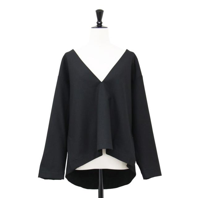 FLORENT フローレント ブラウス ブラック 黒 サイズ:00(S) / Vネック プルオーバー ブラウス / VNECK PULLOVER BLOUSE 長袖 ストレッチ / トップス シャツ カットソー【レディース】【中古】【K4499】