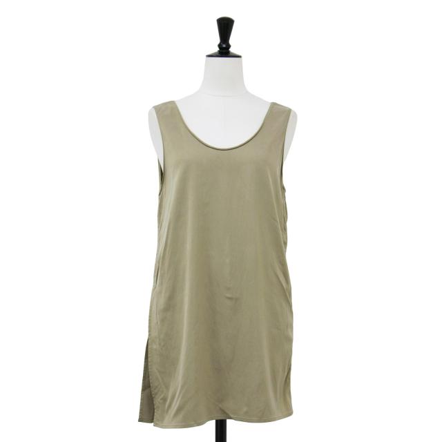 IENA イエナ タンクトップ カーキ サイズ:FREE / 24秋冬 キュプラ フィブリル ロング タンクトップ / ブラウス プルオーバー ノースリーブ ドロスト / トップス カットソー【レディース】【中古】【K4499】