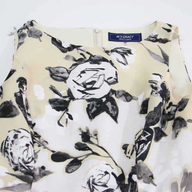 MS GRACY エムズグレイシー ワンピース ベージュ ブラック サイズ:38(M