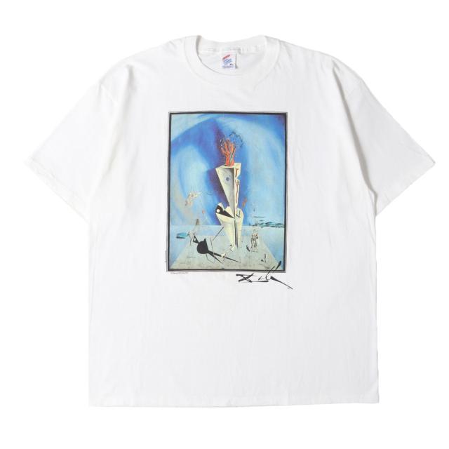 器官と手] 90s Salvador Dali アートプリント クルーネック Tシャツ / USA製 / サルバドール・ダリ / ホワイト 白 /  サイズ:XL / トップス カットソー 半袖 / 90s - 00s ヴィンテージ古着【メンズ】【中古】【K4487】 