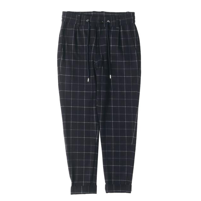 AKM エイケイエム パンツ サイズ:S / ウインドウペン チェック ワンタック ストレッチ ポリレーヨン イージー パンツ (WINDOW PEN MONALUCE SWING EASY PANTS) / ネイビー 紺 / ボトムス ズボン【メンズ】【中古】【美品】【K4500】