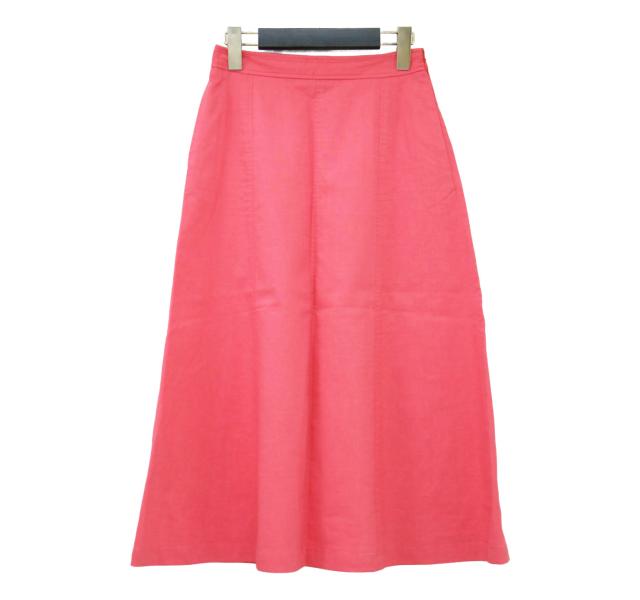 theory luxe セオリーリュクス スカート コーラルピンク サイズ:S32(XXS) / 25春夏 ロング フレア スカート / Lush Linen Esly Skirt ストレッチ レーヨン リネン ウォッシャブル / ボトムス【レディース】【中古】【美品】【K4502】