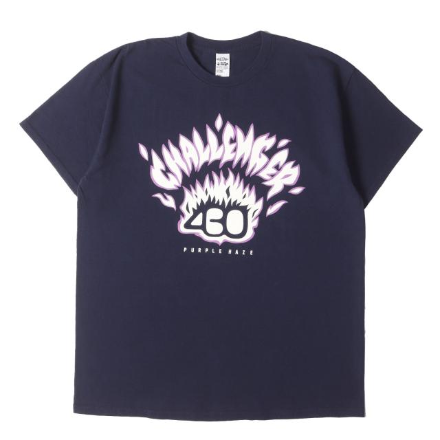 CHALLENGER チャレンジャー Tシャツ サイズ:L / 22SS 430 Purple haze フレイムロゴ クルーネック Tシャツ / ネイビー 紺 / トップス カットソー 半袖【メンズ】【中古】【美品】【K4503】