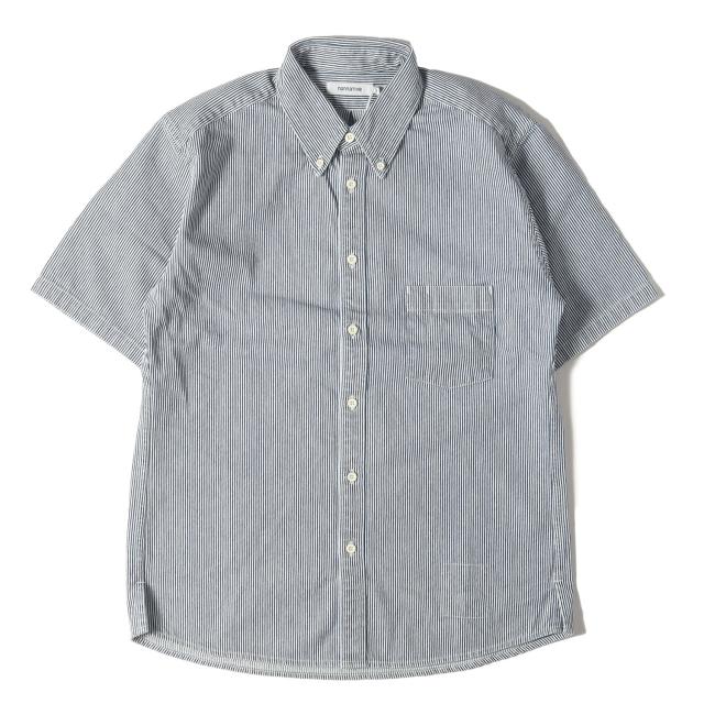 NONNATIVE ノンネイティブ シャツ サイズ:1 / 24SS ヒッコリーストライプ ボタンダウン 半袖 シャツ (DWELLER S/S B.D. SHIRT COTTON 10oz HICKORY) / ネイビーストライプ / トップス カジュアルシャツ【メンズ】【K4503】