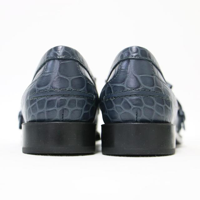 TODS トッズ ローファー ネイビー 紺 サイズ:34(21.0cm) / クロコ 型押し タッセル ローファー / レザー 本革 / シューズ 靴 / イタリア製【レディース】【中古】【美品】【K4505】