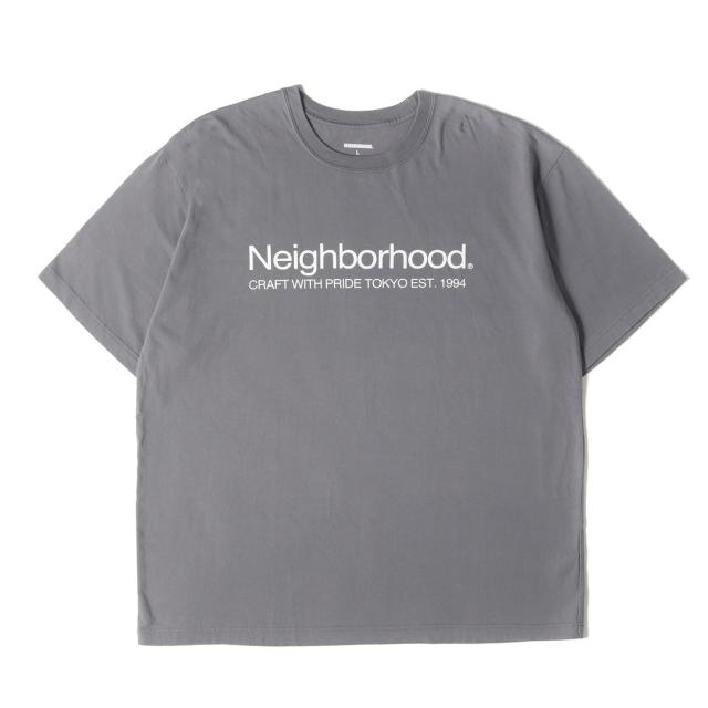 NEIGHBORHOOD ネイバーフッド Tシャツ サイズ:L / 24AW ブランドロゴ クルーネック Tシャツ / グレー / トップス カットソー 半袖【メンズ】【中古】【美品】【K4506】