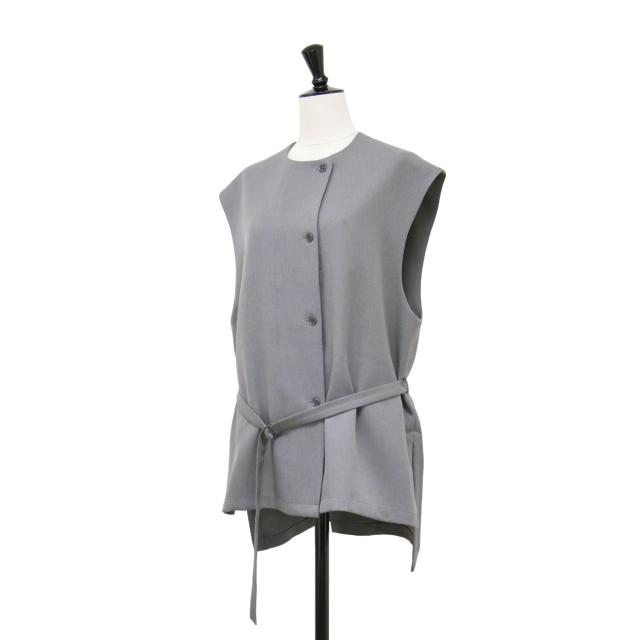 FLORENT フローレント ベスト グレー サイズ:00(S) / 23秋冬 ツイル ストレッチ ベスト / TWILL STRETCH VEST / ジレ ノーカラー クルーネック ベルト付き / トップス / 日本製【レディース】【中古】【美品】【K4507】_2