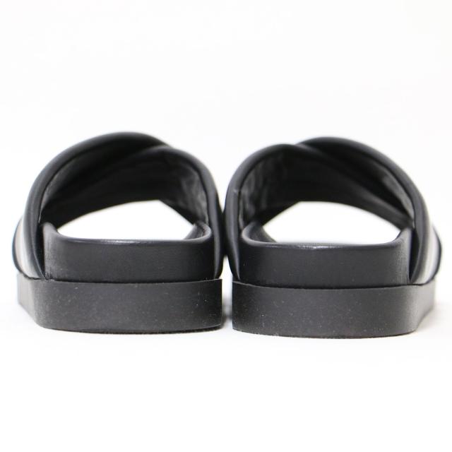 FABIO RUSCONI ファビオルスコーニ サンダル ブラック35(22.0cm) 24春夏 クロスベルト フットベッド サンダル / スライドサンダル フラット ラウンドトゥ レザー / イタリア製【レディース】【中古】【美品】【K4507】