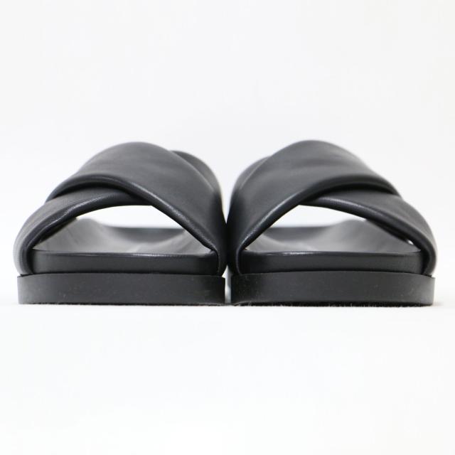 FABIO RUSCONI ファビオルスコーニ サンダル ブラック35(22.0cm) 24春夏 クロスベルト フットベッド サンダル / スライドサンダル フラット ラウンドトゥ レザー / イタリア製【レディース】【中古】【美品】【K4507】