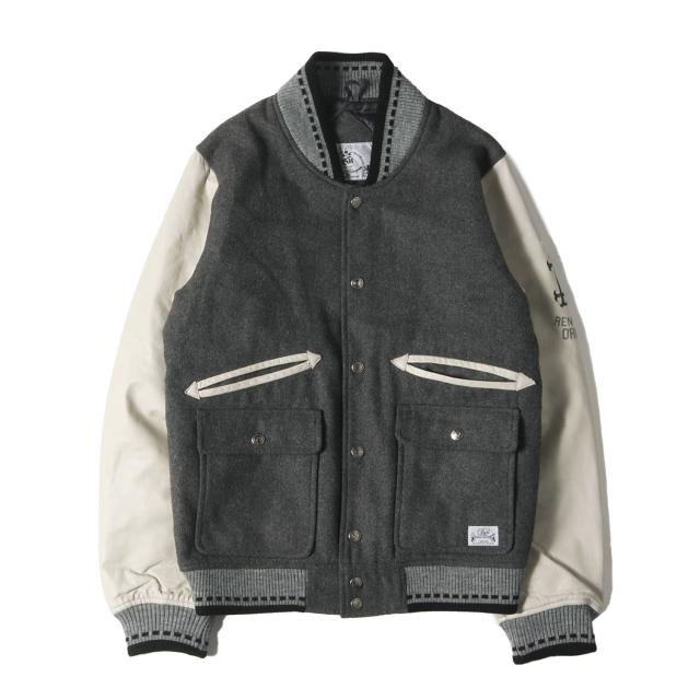 bal/balance バル ジャケット サイズ:M 袖シープスキンレザー メルトン スタジャン グレー アウター ブルゾン ジャンパー 上着【メンズ】【中古】【K4236】