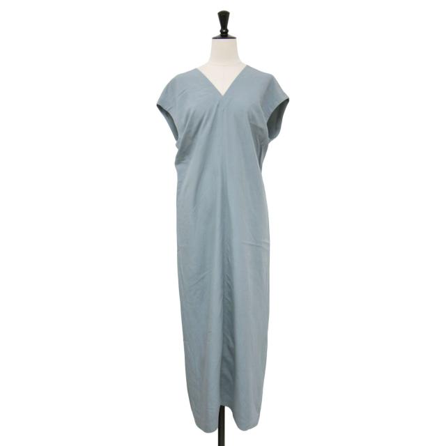 Ballsey ボールジー ワンピース ライトブルー サイズ:34(7号) / 22年春夏 レーヨン リネン タンブラー バックタック ワンピース / ロング丈 フレンチスリーブ Vネック Iライン / 日本製 / トップス ドレス【レディース】【中古】【K4509】