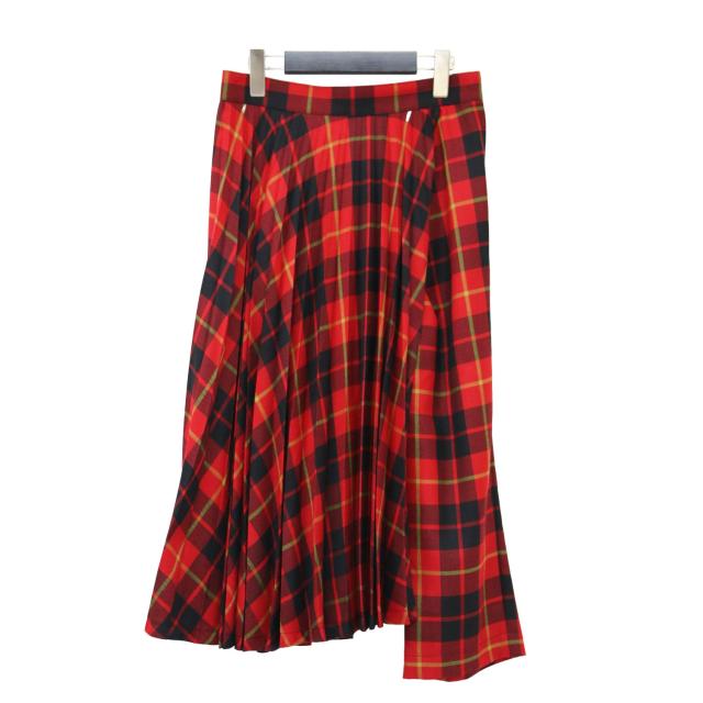 JUNYA WATANABE COMME des GARCONS ジュンヤワタナベ コムデギャルソン パンツ レッド系 サイズ:S / チェック柄 プリーツ スカート パンツ / JT-P045 / キュロット ミディ丈 / 日本製 / ボトムス ズボン【レディース】【中古】【K4509】