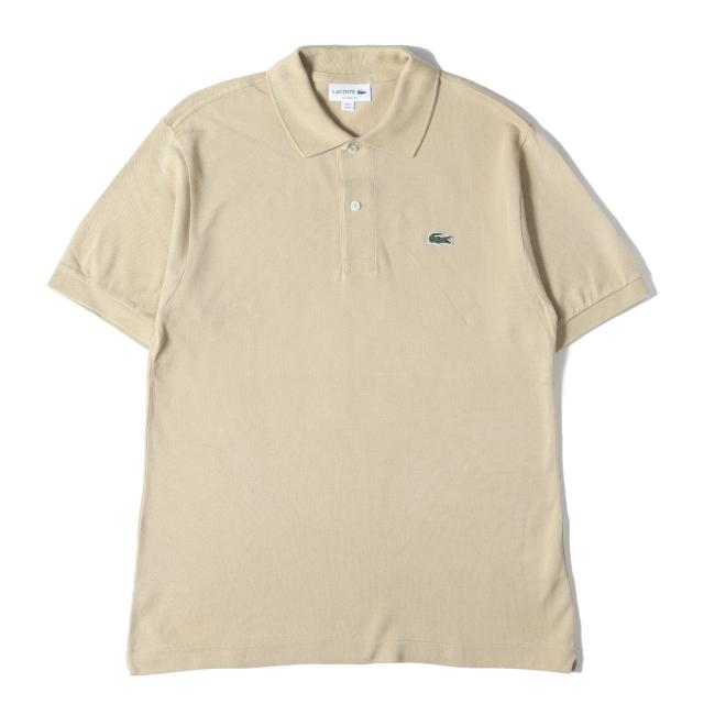 LACOSTE ラコステ ポロシャツ サイズ:US S / ワンポイント ワニ ワッペン 刺繍 ピケ ポロシャツ (L1212AL) / CLASSIC FIT / MADE IN JAPAN / ベージュ / トップス 【メンズ】【中古】【美品】【K4510】
