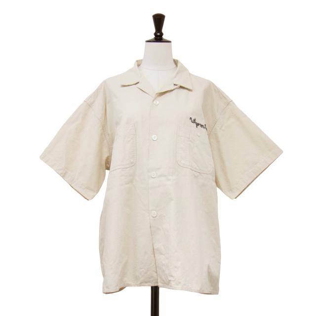 PAYDAY ペイデイ JOURNAL STANDARD relume 別注 シャツ サイズ:L / 23春夏 開襟 シャツ / 半袖 オープンカラー ロゴ刺繍 コットン / ライトベージュ / トップス カジュアルシャツ ブラウス【レディース】【中古】【K4510】