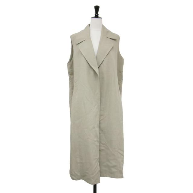 FLORENT フローレント ジレ ベージュ サイズ:00(S) / 24春夏 テーラード ロング ジレ / ベスト オーバーサイズ リネン / 日本製 / トップス 羽織り【レディース】【中古】【K4510】