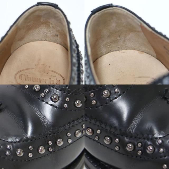 Churchs チャーチ シューズ ブラック サイズ:35.5(22.5cm) / バーウッド メット ウィングチップ レースアップ シューズ / BURWOOD MET ドレスシューズ スタッズ付き カーフレザー 【レディース】【中古】【K4510】