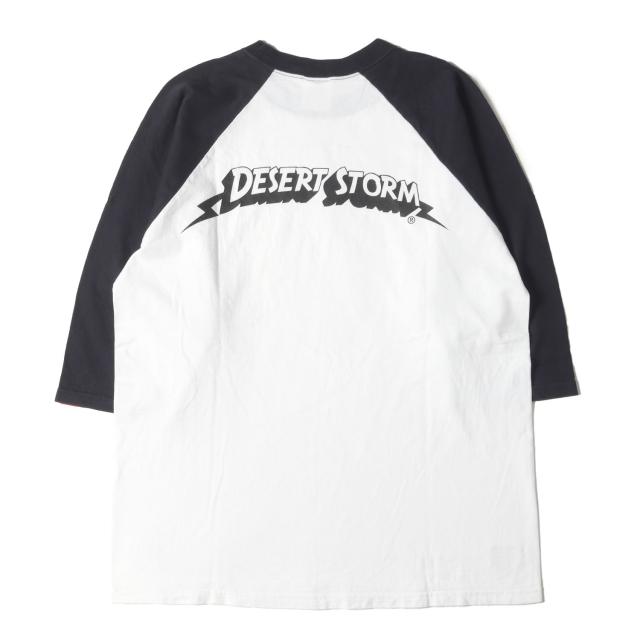 WTAPS ダブルタップス Tシャツ サイズ:L / DESERT STORM ロゴ 7分袖 ラグラン Tシャツ / ネイビー ホワイト 紺白 / トップス カットソー 長袖【メンズ】【中古】【K4512】