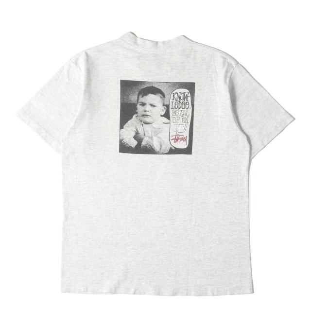 STUSSY ステューシー Tシャツ サイズ:M / 80s OLD STUSSY 黒タグ オールドフォト クルーネック Tシャツ (USA製 / REMIXED CLASICS) / アッシュグレー / トップス カットソー 半袖 / 80年代 ヴィンテージ 古着【メンズ】【中古】【K4512】_1