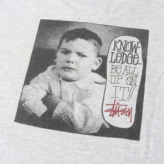 STUSSY ステューシー Tシャツ サイズ:M / 80s OLD STUSSY 黒タグ オールドフォト クルーネック Tシャツ (USA製 / REMIXED CLASICS) / アッシュグレー / トップス カットソー 半袖 / 80年代 ヴィンテージ 古着【メンズ】【中古】【K4512】_4